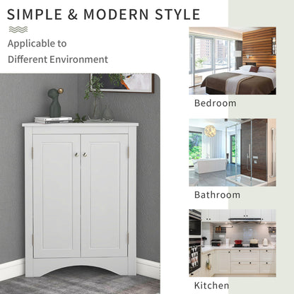 Triangle Bathroom Storage Cabinet With Adjustable Shelves, Freestanding Floor Cabinet For Home Kitchen