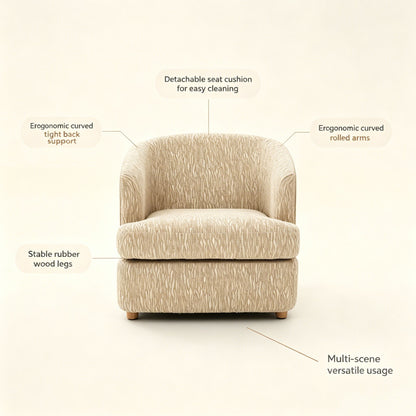 Arm Lounge Chair With Removable Seat Cushion - Light Brown