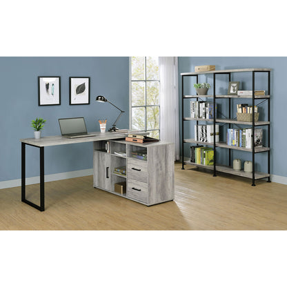 Corrado - L-Shape Office Desk With Storage - Gray