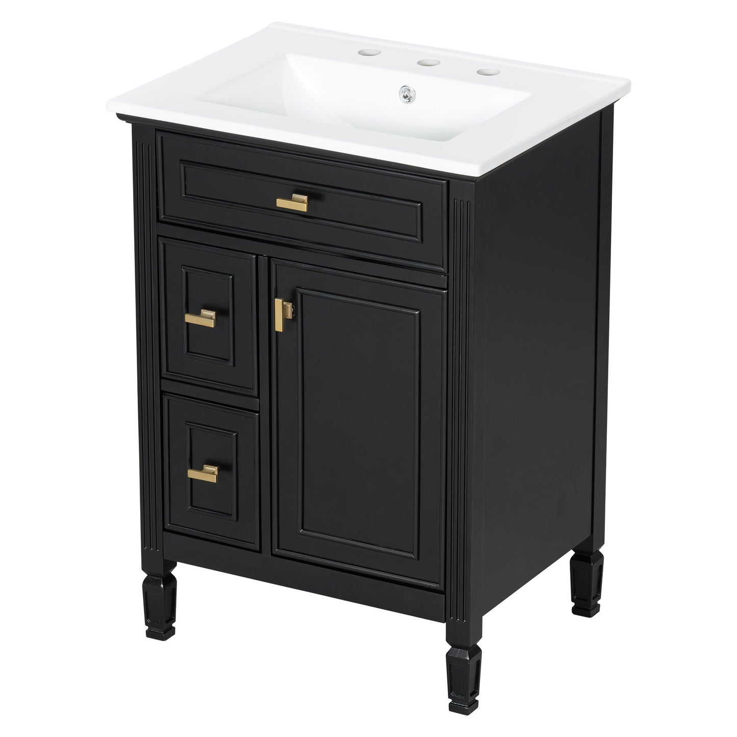 Modern Bathroom Vanity With Sink, Flip Drawer, 2 Drawers, Adjustable Shelf