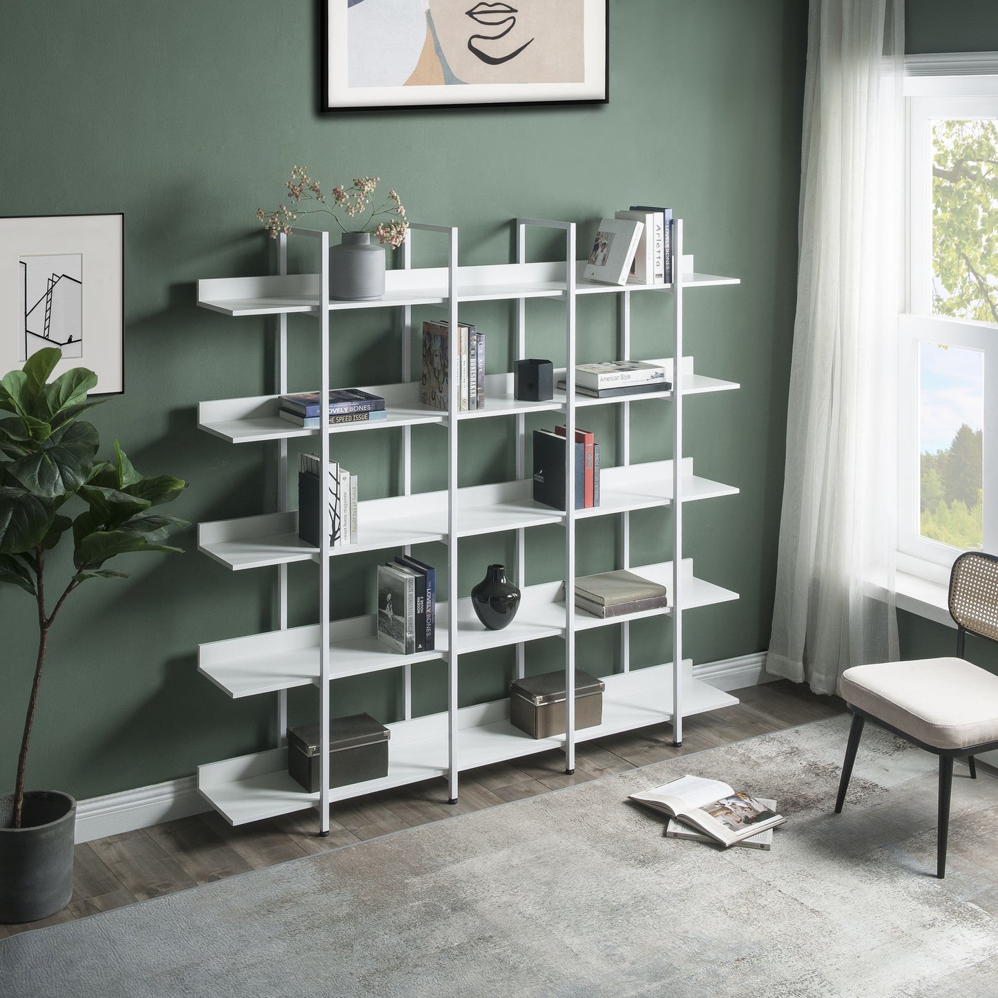 Vintage Industrial 5 Tier Open Bookcase