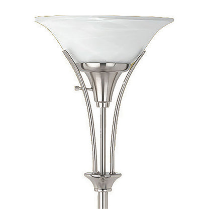 Jessa - Torchiere Floor Lamp With Soft Glass Shade - Silver