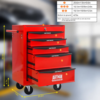 Rolling Metal Tool Chest With Drawers, Steel Storage Cabinet With Ball Bearing Slides