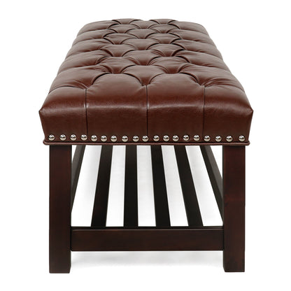Bedroom End Of Bed Bench Tufted Upholstered End Of Bed Bench End Of Bed Entrance Shoe Bench With Nailhead Trim And Shelf Bedroom Upholstered Bench Living Room Shoe Rack Footstool