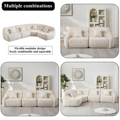 Luxury Curved Corner Sectional Sofa With 4 Pillows