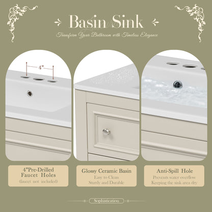 Bathroom Vanity With Medicine Cabinet, Storage Cabinet With 4 Drawers, Adjustable Shelf Mirror
