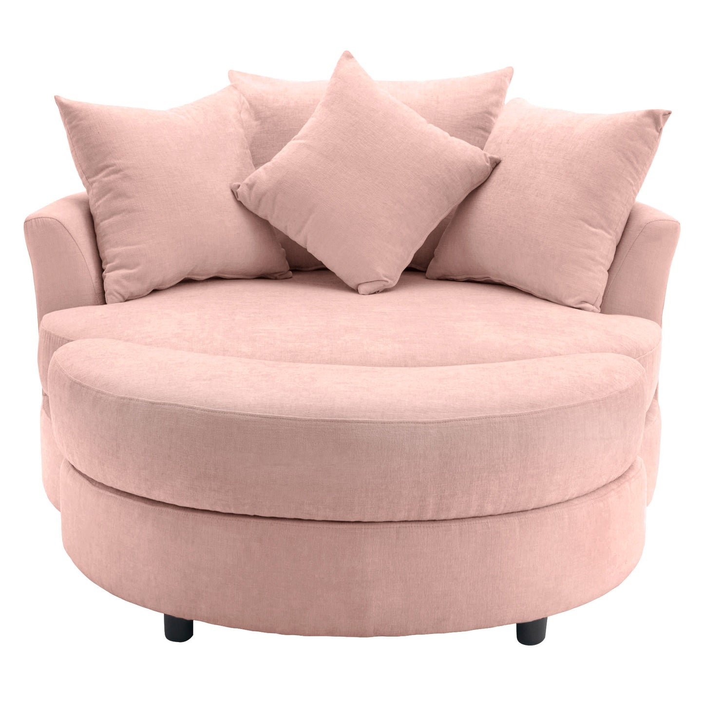 360° Swivel Accent Barrel Chair With Storage Ottoman & 4 Pillows, Modern Leisure Chair Round Accent For Living Room