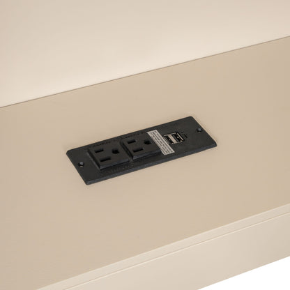 Upholstered Headboard Platform Bed With Storage Shelves, Drawers, Charging Station