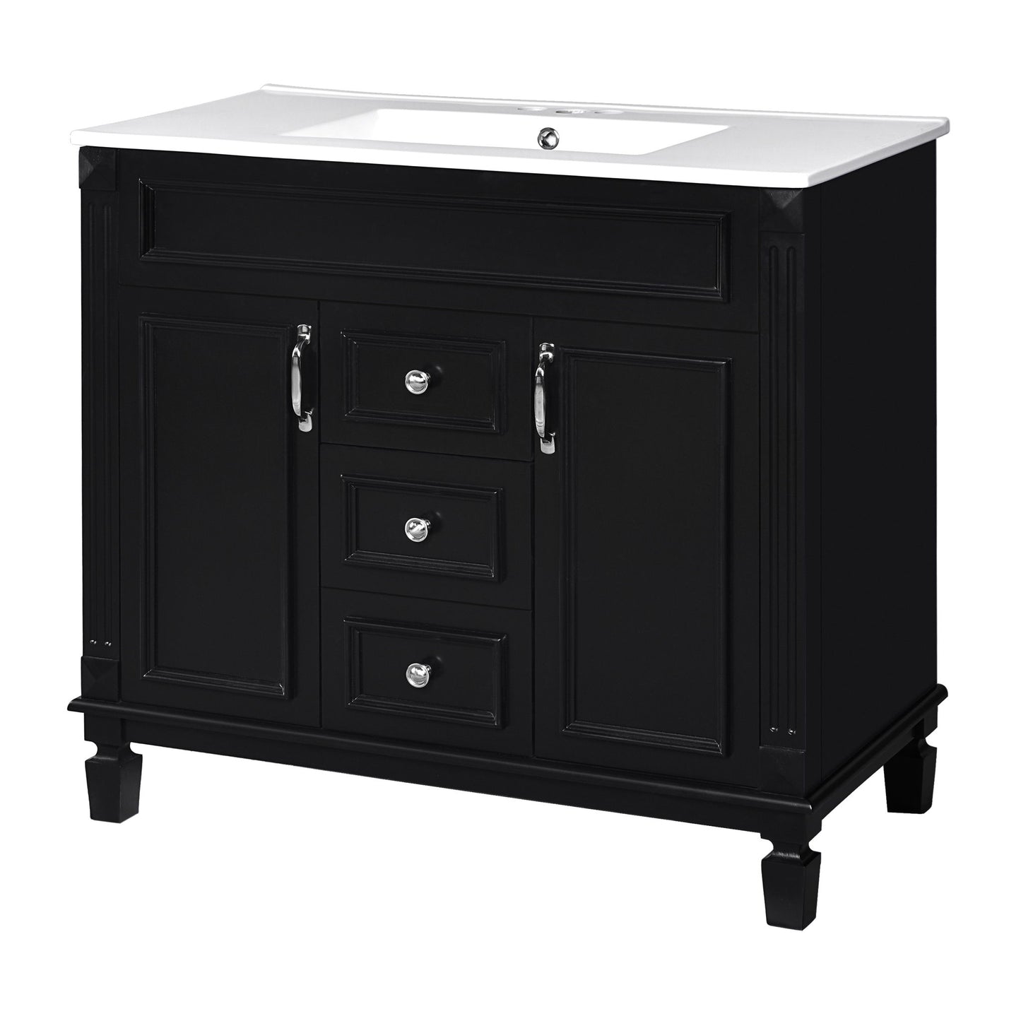 Bathroom Vanity With Top Sink, Basin On Cabinet With 2 Soft Closing Doors And 2 Drawers
