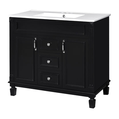 Bathroom Vanity With Top Sink, Basin On Cabinet With 2 Soft Closing Doors And 2 Drawers