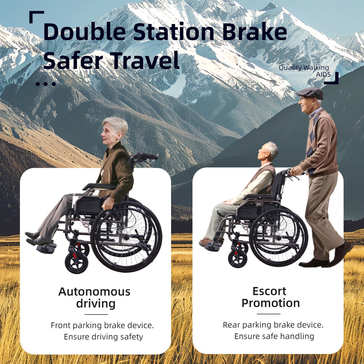 Premium Foldable Transport Wheelchair For Adults