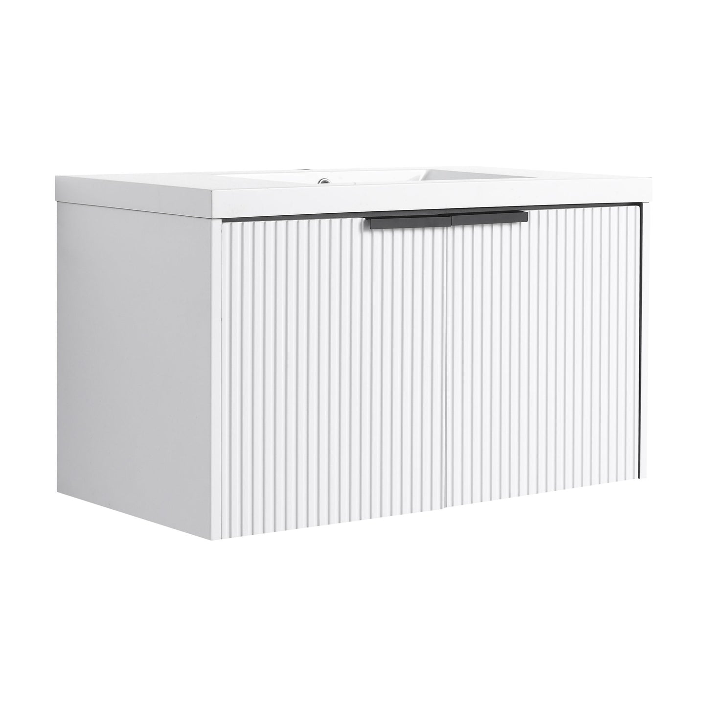 Contemporary Wall Mounted Bathroom Vanity With Resin Double Sink