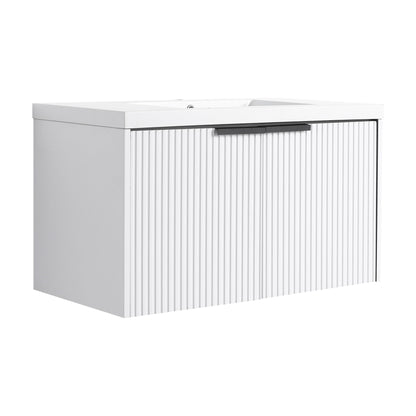Contemporary Wall Mounted Bathroom Vanity With Resin Double Sink