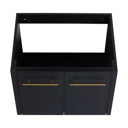 Modern Wall Mounted Bathroom Vanity With Resin Sink And Storage Rack