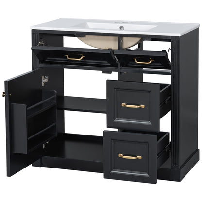 Modern Bathroom Vanity With Sink, 4 Drawers, Soft-Close Door, Adjustable Shelf