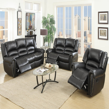 Plush Relax Power Reclining Loveseat 2 Seat Couch With USB Charging Armrest Cushion Living Room Furniture - Black
