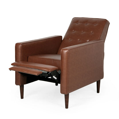 Mid-Century Modern Recliner With Button Tufted Waffle Stitch