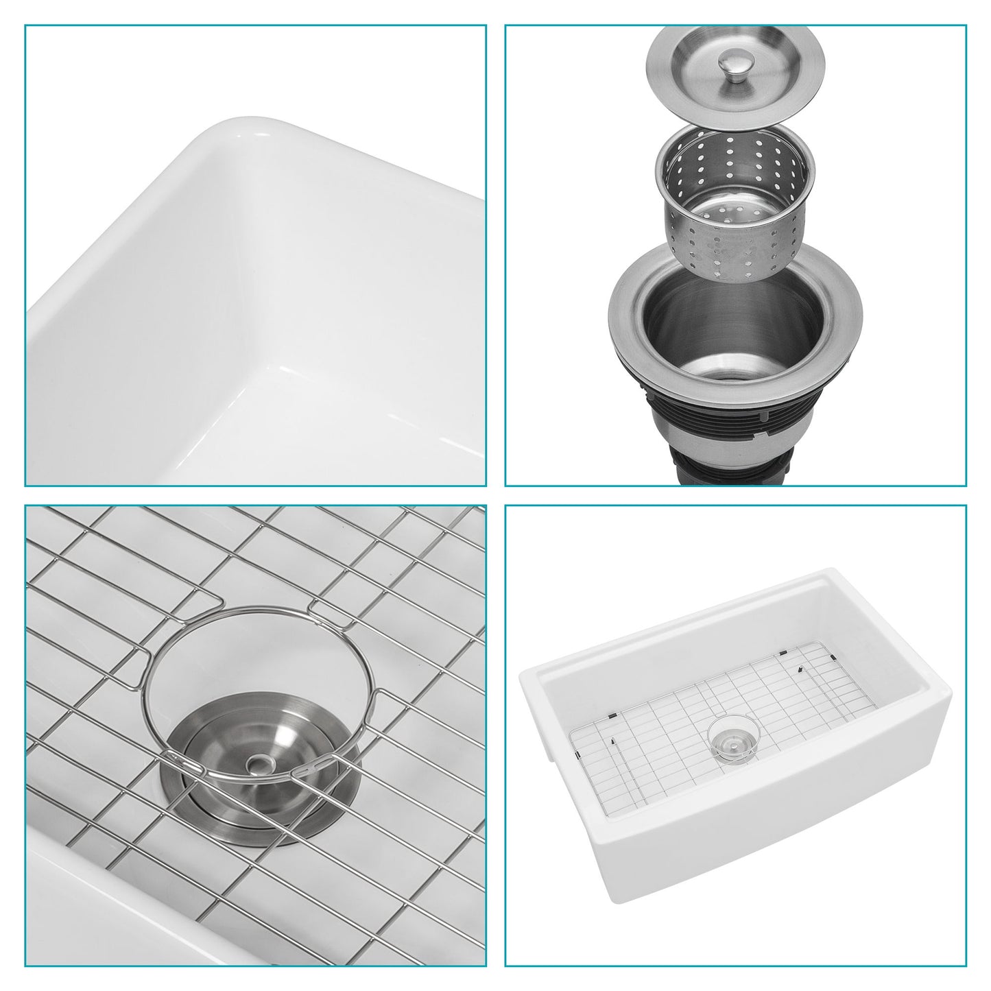 Classic Ceramic Farmhouse Sink Workstation Single Bowl With Durable Finish