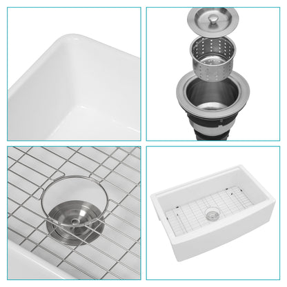 Classic Ceramic Farmhouse Sink Workstation Single Bowl With Durable Finish