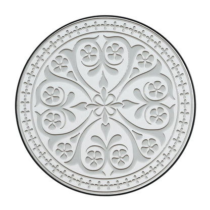 Outdoor Round Side Table With Mosaic Style Top And Curved Iron Legs
