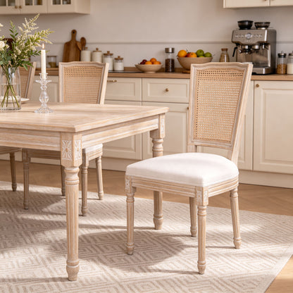 Upholstered Dining Chairs With T - Shaped Back (Set of 2) - Beige