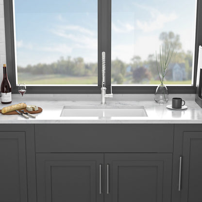 Elegant Dual Mount 32" Undermount Double Bowl Ceramic Kitchen Sink - White