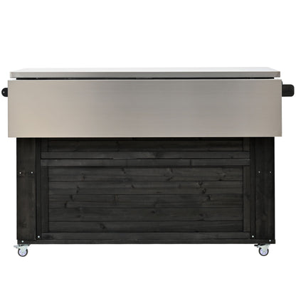 Outdoor Kitchen Island With Stainless Steel Top, Ample Storage Space, Towel And Spice Racks And A Bottle Opener