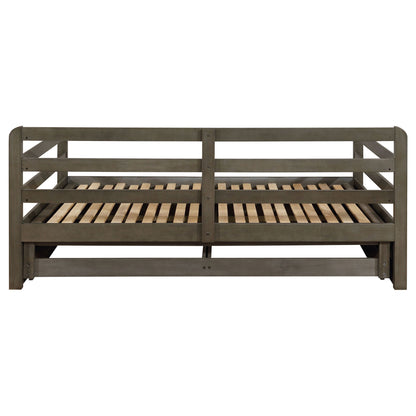 Twin Long 2 Drawer Daybed With Extendable Trundle, Storage Drawers, Fits Standard Mattress - Gray