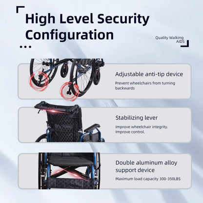 Premium Foldable Transport Wheelchair For Adults