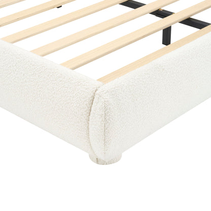 Upholstered Simple Modern Bedroom Bed With Curved Headboard
