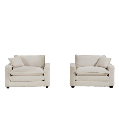 Modern Classic Fabric Single Chair Deep Seat Sofa With Pillow