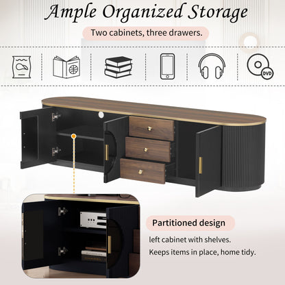 Modern Minimalist TV Stand For TVs Up To 80" With 3 Drawers And 1 Shelf