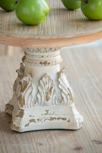 Cake Stand, Wood Cake Plate With Magnesium Base - Cream / Brown