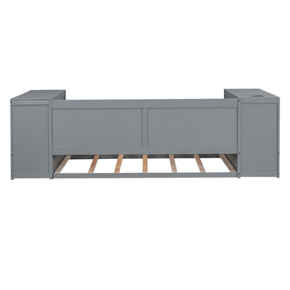 Daybed With Storage Arms, Trundle And Charging Station
