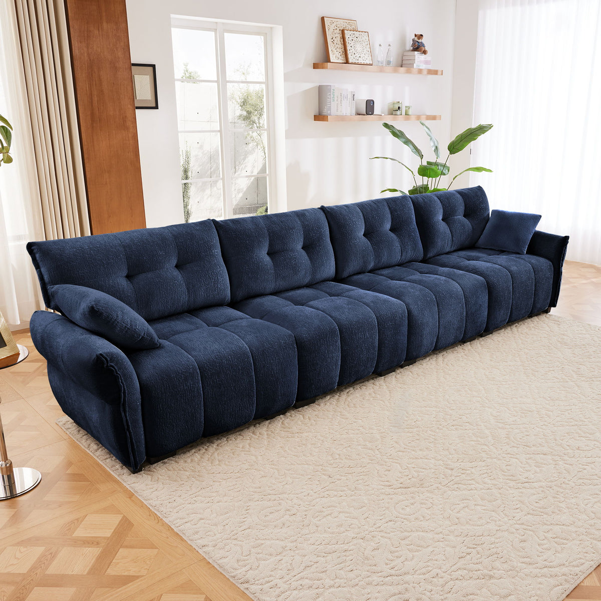 Modern Sofa & Pillows, Textured Cover, High Rebound Cushions