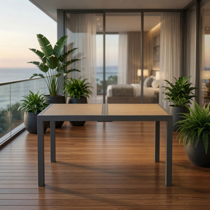 Rectangle Outdoor Patio Table With Slatted Top - Gray
