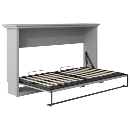 Twin Size Murphy Bed With Cabinet Storage - Gray