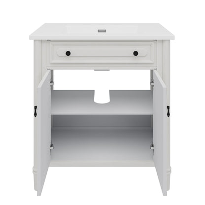 Vintage Bathroom Vanity With Sink, Rustic Cabinet With Soft Close Doors