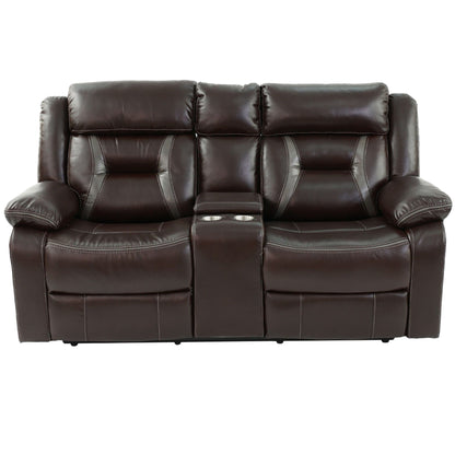 Modern Reclining Loveseat With Console, Cup Holders, Storage