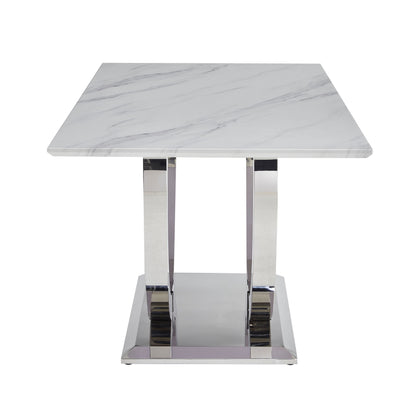 Rectangular Dining Table - Silver / White