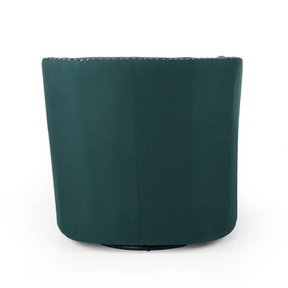 Modern Upholstered Swivel Club Chair With Nailhead Trim