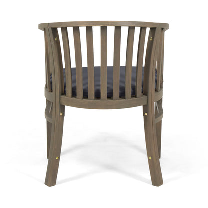 Outdoor Wooden Dining Chairs With Cushions (Set of 2)