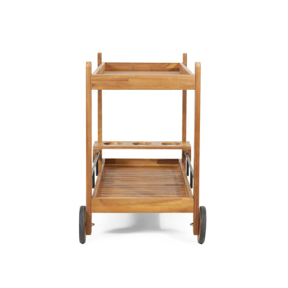 Bar Cart With Wine Bottle Holders, - Black