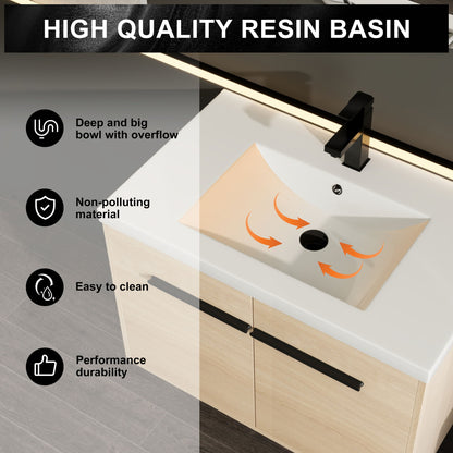 Bathroom Vanity Set With Resin Countertop Sink, 2 Doors