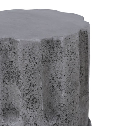 Outdoor End Table, Round Side Table For Patio And Garden - Antique Gray
