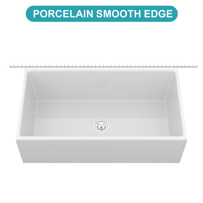 Farmhouse Sink, Apron-Front Porcelain Ceramic Single Bowl