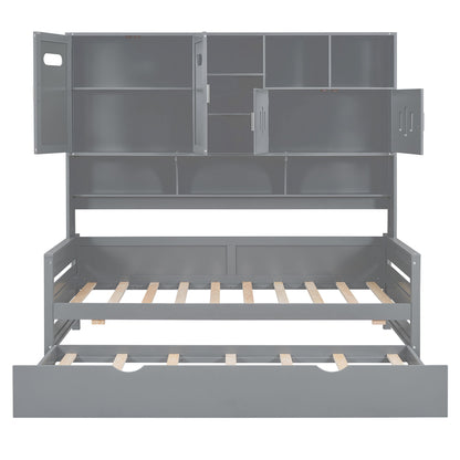 Daybed With All-In-One Cabinet And Shelf