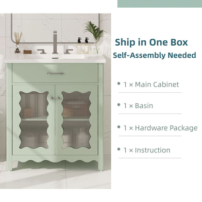 Modern Bathroom Vanity With Tempered Glass Doors