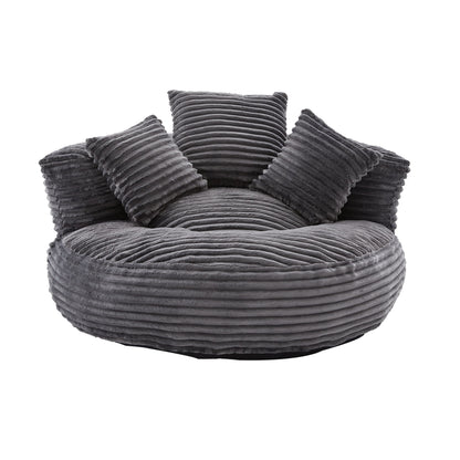 Oversized Bean Bag Chair With 3 Pillows & Armrest - Dark Gray