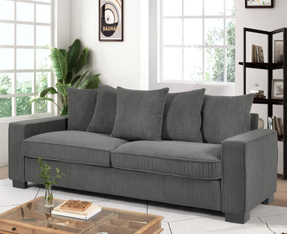 Luxe Sofa With 5 Matching Toss Pillows, Sleek Design, Spacious And Comfortable 3 Seater Couch